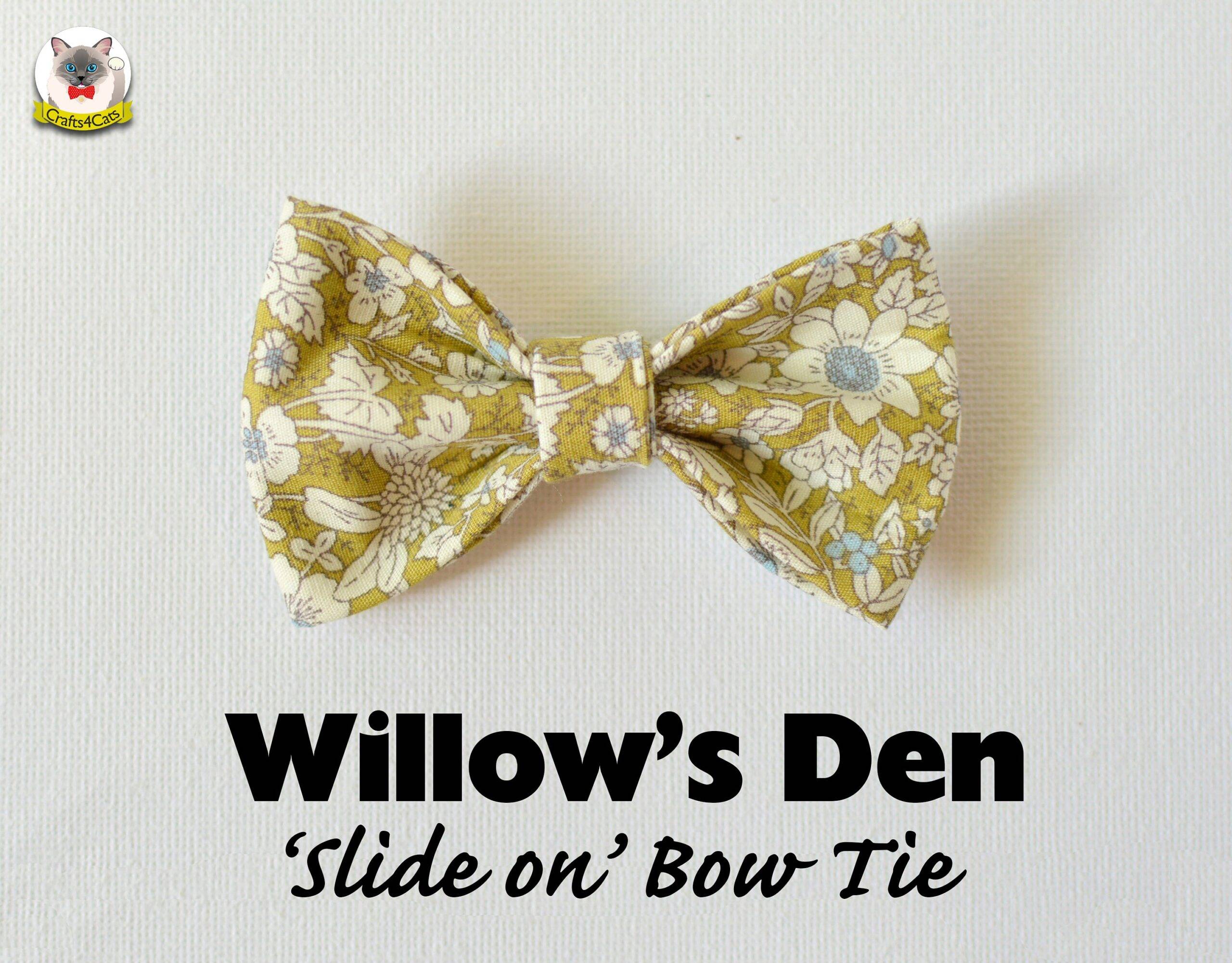Cat Bow Tie ‘Willow’s Den’ / floral bow tie for collars, dog bow, cat bow, removable bow tie, Crafts4Cats