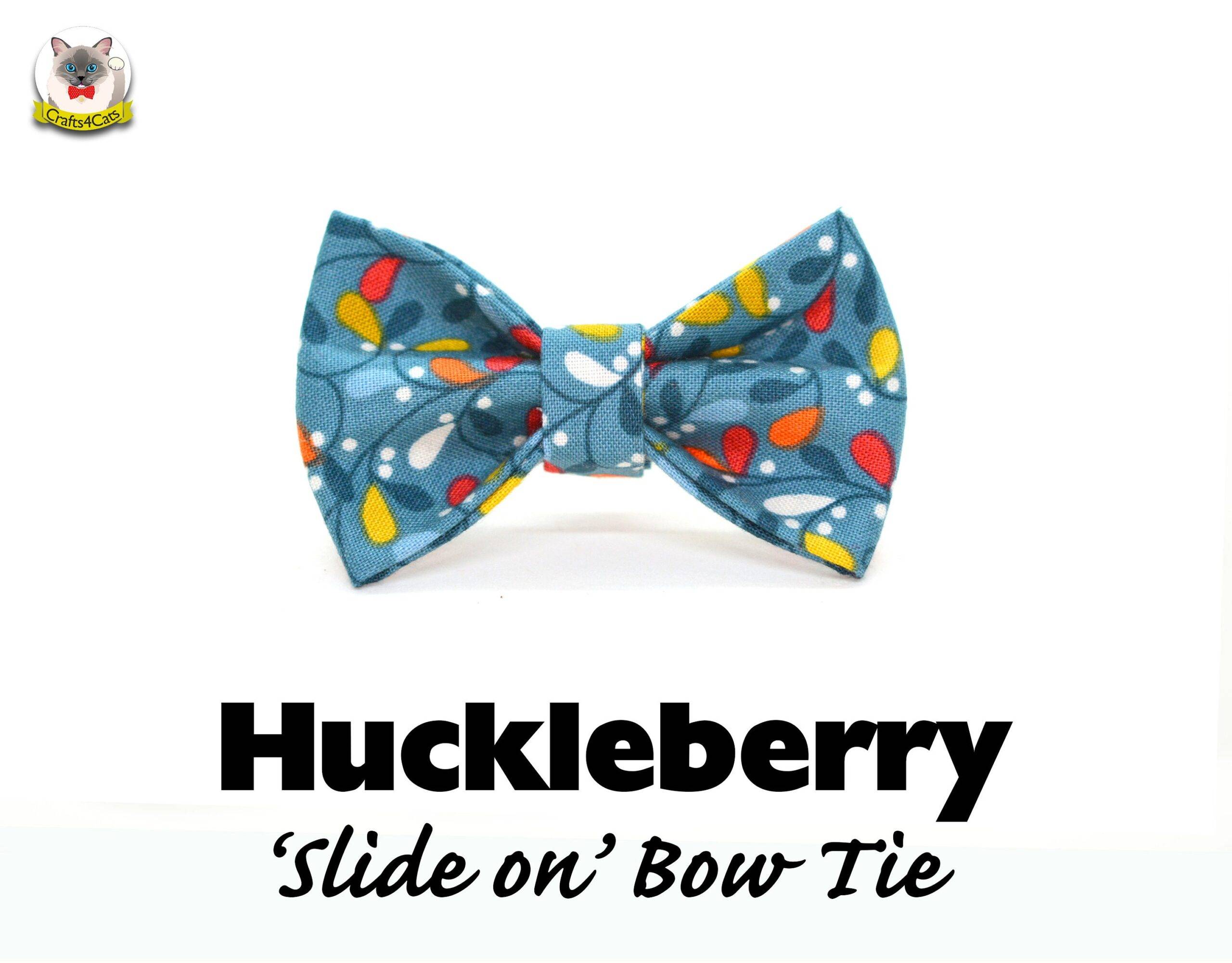 Cat bow tie ‘Huckleberry’ – blue cat bow tie with cat, Christmas bow tie, pet bow tie, bow-tie for cats Crafts4Cats