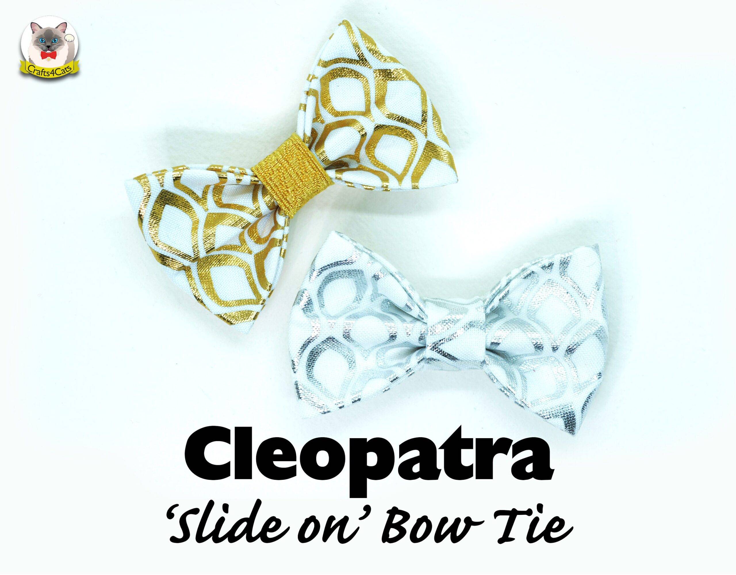 Cat bow tie ‘Cleopatra’ gold / silver bow tie for collars, bling Christmas pet bow tie, Crafts4Cats