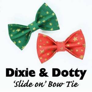 Cat bow tie ‘Dixie & Dotty’ / Christmas cat collar bow tie,red/green bow tie, golden stars,celestial christmas bow tie,cute pet bow tie