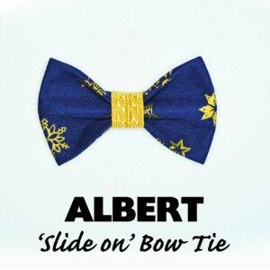 Cat bow tie ‘Albert’ navy blue gold bow tie for collars, dog bow tie, cat bow tie, removable pet  bow tie,