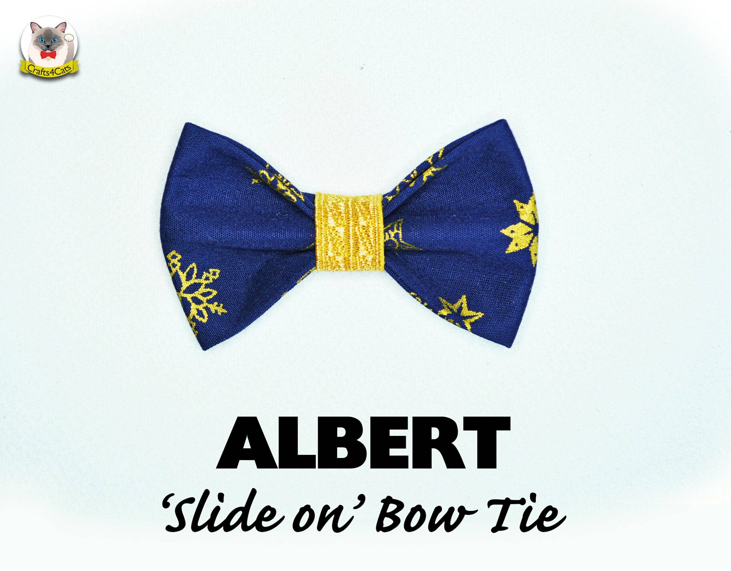 Cat bow tie ‘ALBERT’ /navy blue gold bow tie for collars, dog bow tie, cat bow tie, removable pet  bow tie,Cat collar, Crafts4Cats