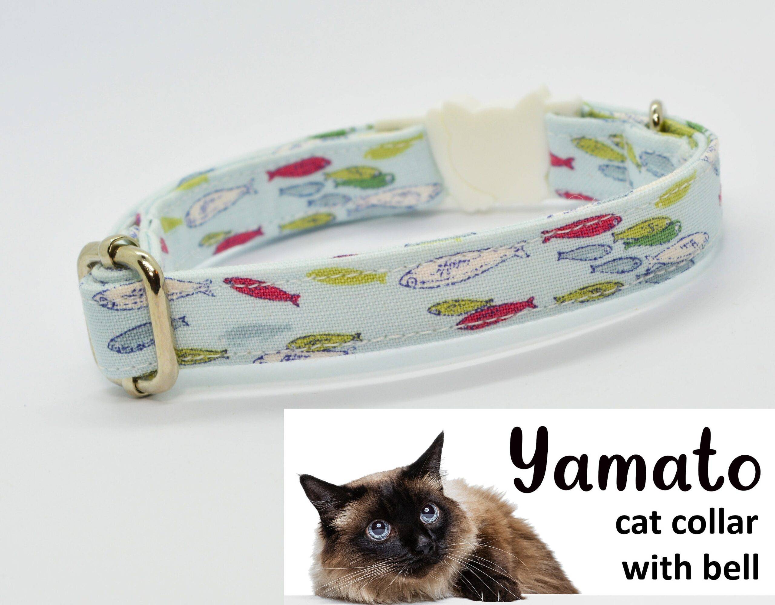 Fish cat collar ‘Yamato’ cute cat collar with bell, tiny koi fish, kitten collar, small dog collar, Crafts4Cats
