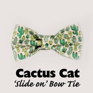 Slide on cacti bow tie // cactus bow tie for collars, removable bow tie