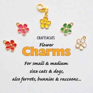 Charms flowers for cat collars, small red, pink, yellow, green, white flowers charms for cat collars CRAFTS4CATS