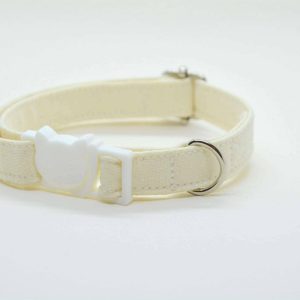 Creamy white glittery cat collar – coronation day cat collar, cat kitten collar, dog collar