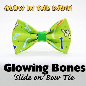 Bow tie ‘Glowing Bones’ // glow in the dark bones bow tie for collars, dog bow, cat bow, removable bow tie, Crafts4Cats
