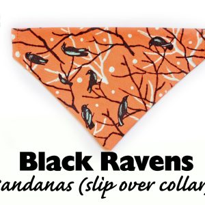 Orange bandana ‘Black Ravens’ for cat or dog collars, Halloween bandana, automn fall bandana // CRAFTS4CATS