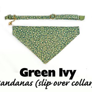 Cat collar + Bandana Set ‘Green / Red Ivy’ (slip over collar), cat / dog bandana,cat bandana,winter bandana,Christmas bandana, cute bandana