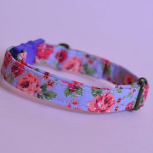 Cat collar ‘Purple Rose” / floral cat collar, breakaway cat collar, purple cat collar, girl cat collar, kitten collar with bell