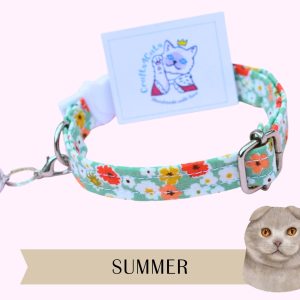 Summer cat collar with bell | ditsy cat collar, kitten, handmade by Crafts4Cats